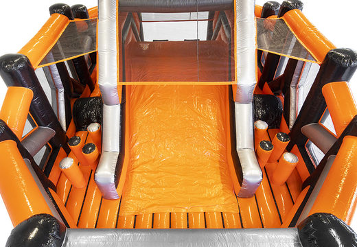 Buy inflatable 40-piece mega modular Dodge or Slide obstacle course for children. Order inflatable obstacle courses online now at JB Inflatables America