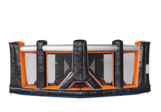 Order Giga obstacle course in the Ball Hopper Corner theme for kids. Buy inflatable obstacle courses online now at JB Inflatables America