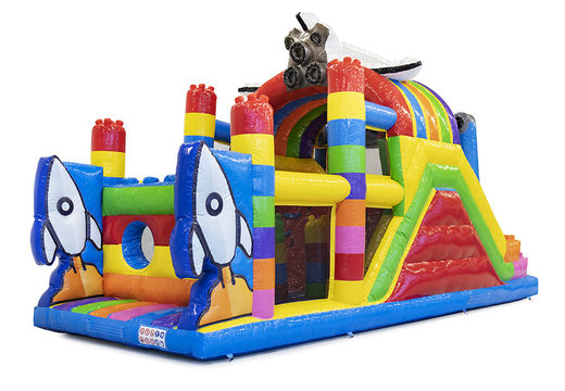 Buy inflatable 9 meter superblocks themed obstacle course for kids. Order inflatable obstacle courses now online at JB Inflatables America