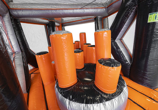 Buy inflatable 40-piece mega modular Pillar Dodge Corner obstacle course for children. Order inflatable obstacle courses online now at JB Inflatables America