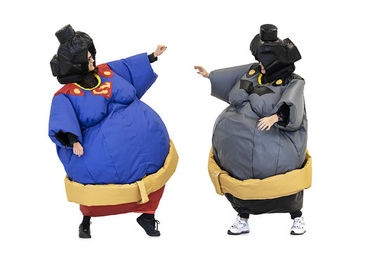 Order inflatable sumo suits in the Superman & Batman theme for both young and old. Buy inflatable sumo suits online at JB Inflatables America