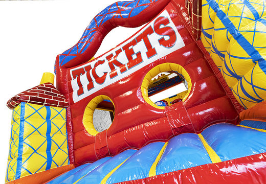 Buy inflatable 9 meter obstacle course with 3D objects and beautiful animation pictures in themed rollercoaster for kids. Order inflatable obstacle courses now online at JB Inflatables America