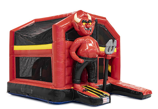 Personalized Red Devils Have a covered Multiplay bounce houses made in your own corporate identity at JB Promotions America. Order online promotional inflatables in all shapes and sizes