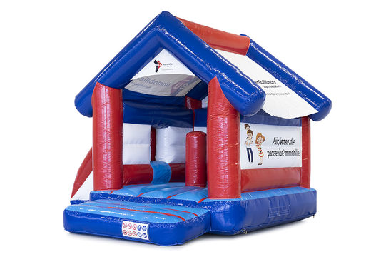 Buy custom inflatable EU Immobilien Multifun bounce houses in different shapes and sizes. Promotional inflatables in all shapes and sizes made at JB Promotions America