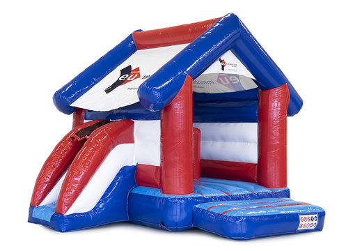 Order now custom EU Immobilien Multifun bounce houses at JB Promotions America. Custom made inflatable advertising bouncers in different shapes and sizes for sale