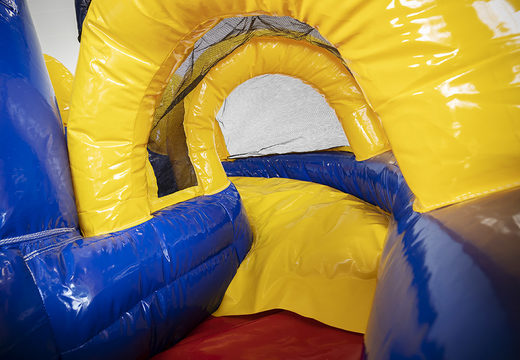 Order now online custom Flevojump Mini with Slide Formule 1  bounce houses at JB Promotions America, ideal for various events. Request a free design for inflatable bouncers in your own corporate identity now