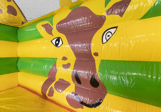 Perfect giraffe themed inflatable slide with 3D objects to order for kids. Buy inflatable slides now online at JB Inflatables America
