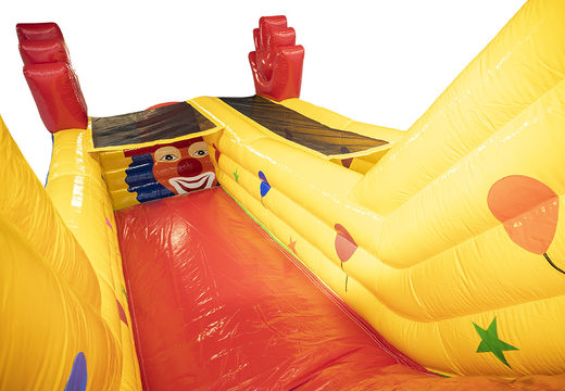 Clown slide super with the cheerful colors, order 3D objects and nice print. Buy inflatable slides now online at JB Inflatables America