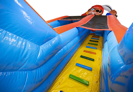 Pirates slide super with the cheerful colors, order 3D objects and fun prints. Buy inflatable slides now online at JB Inflatables America