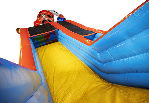 Pirate Slide Buy a super slide with the cheerful colors, 3D objects and nice print on the side walls. Order inflatable slides now online at JB Inflatables America