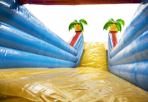 Buy a spectacular pirate themed inflatable slide with fun prints and 3D objects for kids. Order inflatable slides now online at JB Inflatables America