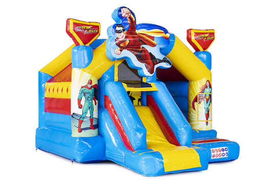 Buy superhero themed inflatable slide combo bounce house for kids. Inflatable bounce houses with slide for sale at JB Inflatables America