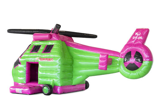 Have a custom Kidsjumping Helicopter Inflatable bounce houses made in your own corporate identity at JB Promotions America. Order online promotional bounce houses in all shapes and sizes
