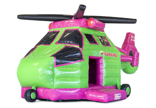 Order custom inflatable Kidsjumping Helicopter bounce houses online at JB Promotions America; specialist in inflatable advertising items such as custom made bounce houses