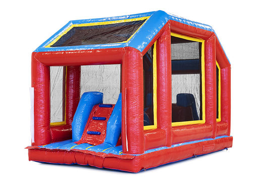 Rollercoaster inflatable 19 meter obstacle course with matching 3D objects for kids. Order inflatable obstacle courses now online at JB Inflatables America