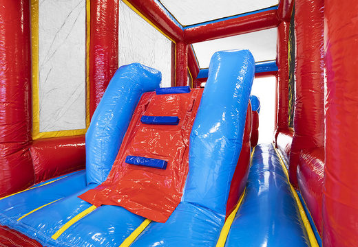 Rollercoaster inflatable 19m obstacle course with matching 3D objects and double courses in different themes for kids. Order inflatable obstacle courses now online at JB Inflatables America
