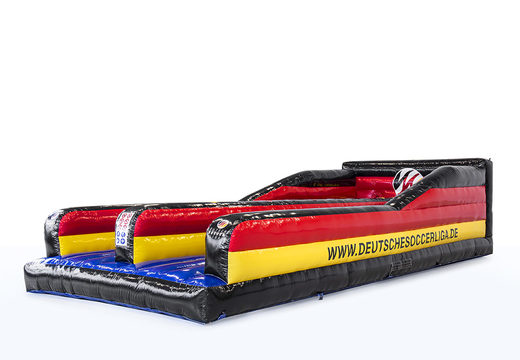 Order inflatable Deutsche Soccer liga bungeerun for both young and old. Buy inflatable bungee run now online at JB Promotions America