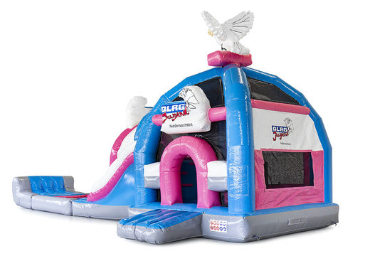 Personalized DLRG Jugend Super Multiplay bounce houses made in your own corporate identity at JB Promotions America. Order online promotional inflatables in all shapes and sizes