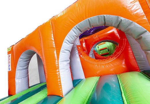 Order multicolored obstacle course for both young and old. Buy inflatable obstacle courses online now at JB Promotions America