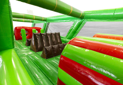 Mega inflatable Bambooo obstacle course for both young and old. Buy inflatable obstacle courses online now at JB Promotions America