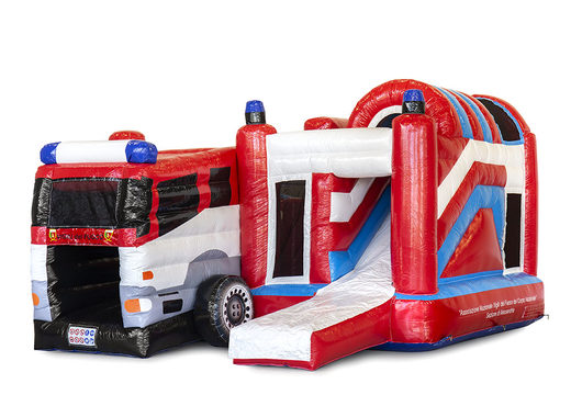 Buy online custom Vigili del Fuoco Multiplay Fire Brigade inflatable in your own style at JB Inflatables America. Request a free design for inflatable bounce houses in your own corporate identity now