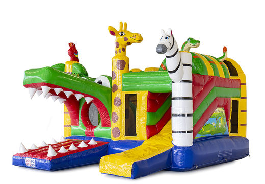 Order custom Safari Multiplay bounce house now at JB Promotions America. Custom inflatable advertising bounce houses in different shapes and sizes for sale