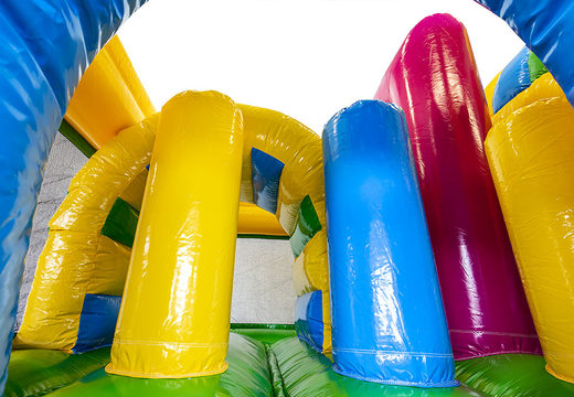 Buy custom Multiplay inflatables Flamingo online at JB Promotions America. Request a free design for inflatable bounce houses in your own corporate identity now