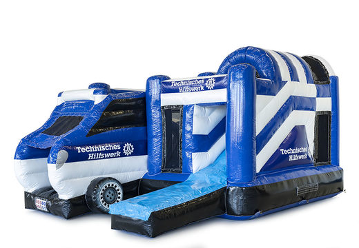 Order custom Technisches Hilfswerk multiplay inflatable at JB Inflatables America. Request a free design for inflatable bounce houses in your own corporate identity now