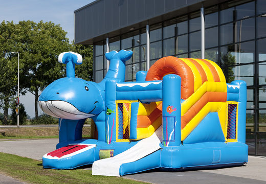 Order medium inflatable whale bounce house with slide for children. Buy inflatable bounce houses online at JB Inflatables America