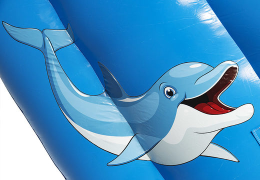 Dolphin slide super with the cheerful colors, 3D objects and nice print order. Buy inflatable slides now online at JB Inflatables America