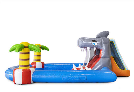 Buy water slide bouncy castle in shark theme at JB Inflatables America. Order bouncy castles online at JB Inflatables America now