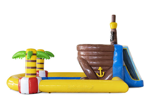 Buy a mini park pirate  bounce house including a swimming pool and water slide for kids. Order inflatable  bounce houses online at JB Inflatables America 