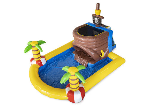Buy large inflatable  bounce house with water slide and pool in the mini park pirate theme for children. Order  bounce houses online at JB Inflatables America 