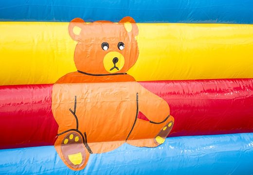 Buy a standard bouncers for children in striking colors with a large 3D object in the shape of a monkey on top. Order bouncers online at JB Inflatables America