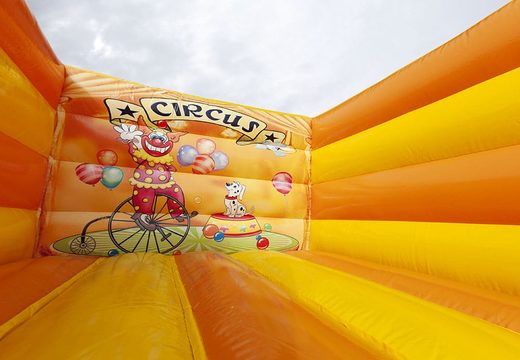 Mini open orange bounce house circus to buy for children. Order bouncers online at JB Inflatables America