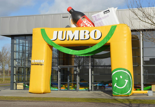 Order custom Jumbo advertisement archway with 3D object for any event at JB Promotions America. Promotional inflatable advertising arches for sale