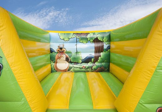 Purchase a small open bounce house in jungle theme for kids. Buy bounce houses at JB Inflatables America online
