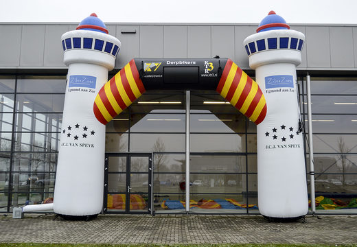 Buy a custom Derpbikers Egmond aan Zee advertisement inflatable archway online at JB Inflatables America. Order promotional advertising inflatable arches online