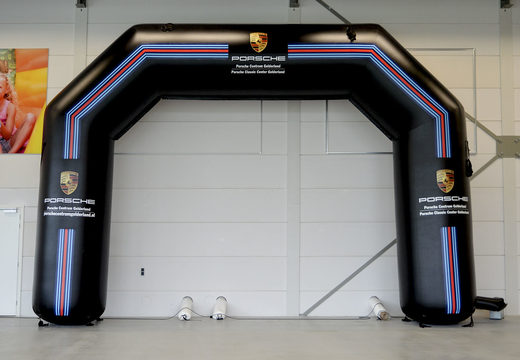 Order custom porsche start & finish archway for sports events at JB Promotions America. Request now a free design for an advertising inflatable arch in your own corporate identity