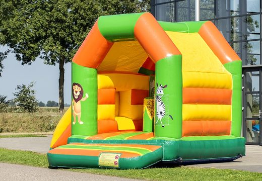Midi inflatable multifun bounce house in jungle theme to buy for kids. Buy bounce houses online at JB Inflatables America