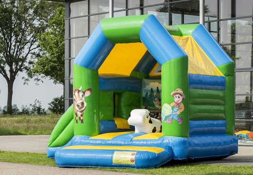 Midi inflatable multifun bounce house in farm theme to buy for kids. Buy bounce houses online at JB Inflatables America