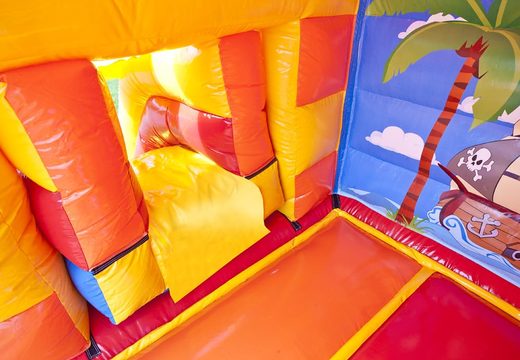 Midi multifun bounce house for commercial use in pirate theme to purchase for kids. Bounce houses are for sale at JB Inflatables America online