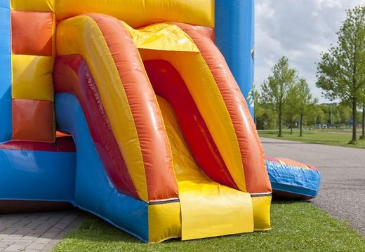 Midi multifun bounce house with roof for commercial use in pirate theme to purchase for kids. Bounce houses are for sale at JB Inflatables America online