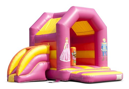 Midi inflatable multifun bounce house with roof in princess theme to buy for kids. Buy bounce houses online at JB Inflatables America