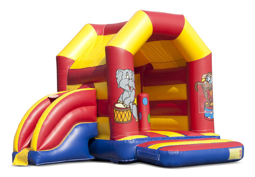 Midi inflatable multifun bounce house in circus theme to buy for kids. Buy bounce houses online at JB Inflatables America