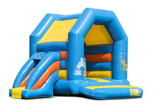 Midi inflatable multifun bounce house with roof in seaworld theme to buy for kids. Buy bounce houses online at JB Inflatables America