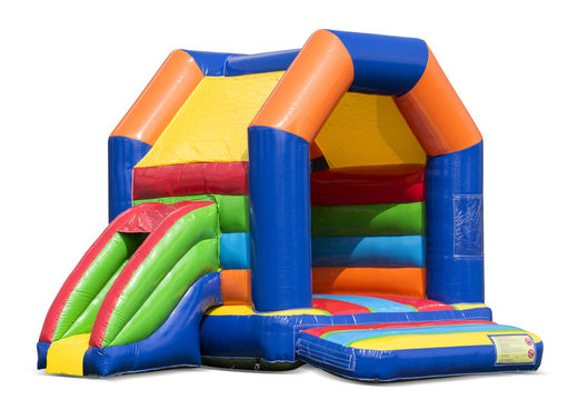 Midi inflatable multifun bounce house with roof in a standard theme to buy for kids. Buy bounce houses online at JB Inflatables America