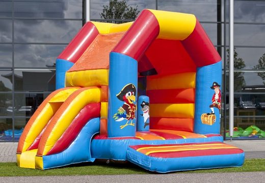 Midi inflatable multifun bounce house in pirate theme to buy for kids. Buy bounce houses online at JB Inflatables America Inflatables