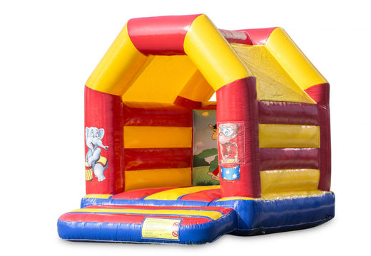 Buy a midi inflatable bounce house with a circus theme for kids. Order bounce houses at JB Inflatables America online