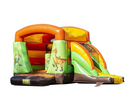 Buy a small indoor multifun bouncer in theme dinosaur for children. Purchase bouncers at JB Inflatables America